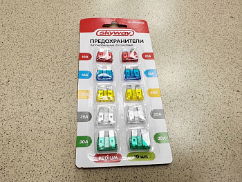 Предохранители штыревые плоские набор Стандарт (5-30А. 10 шт)